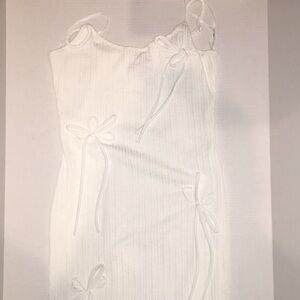 Lulus White Ribbed Tank Dress w/ Bow Details – Size XL